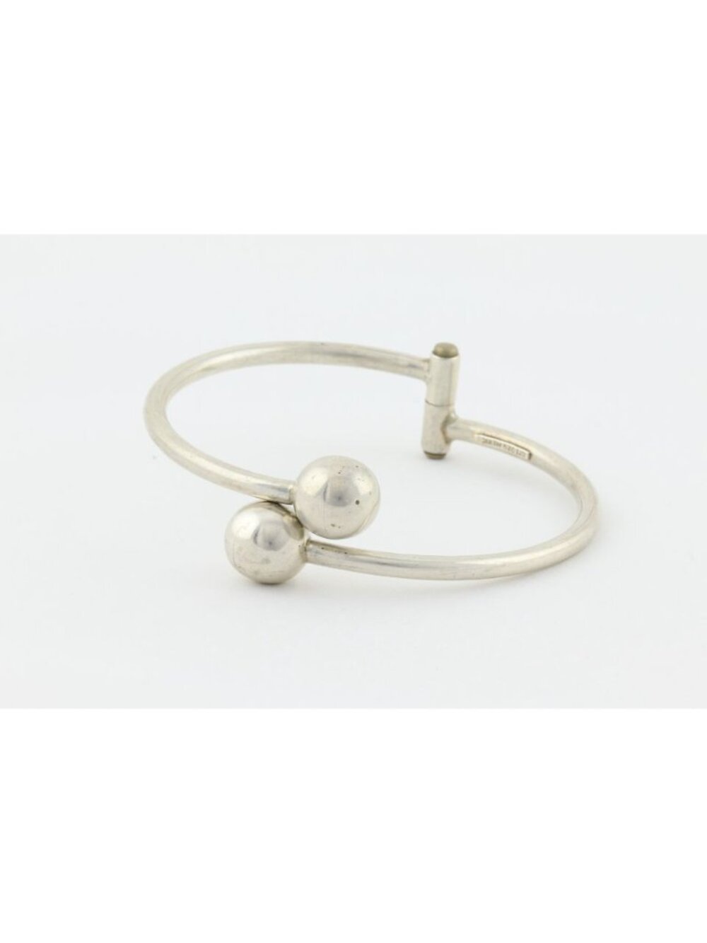 Sterling Silver Ball Bead Cuff Bangle Bracelet Opens 7" inch